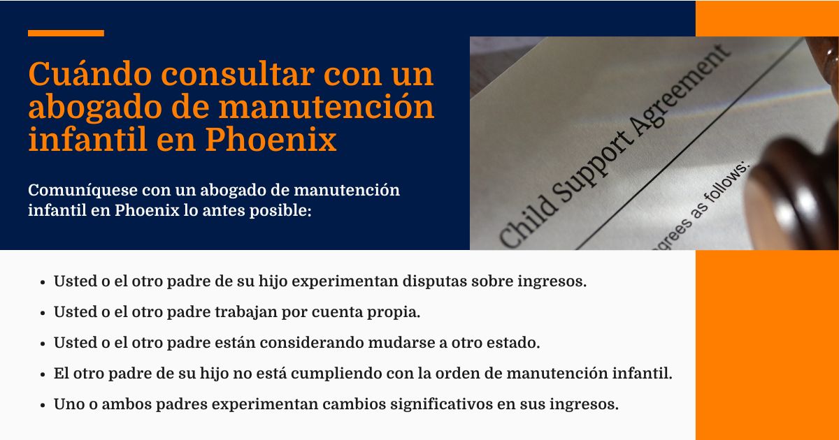 Cuando llamar a la manutención de los hijos Phx abogado
