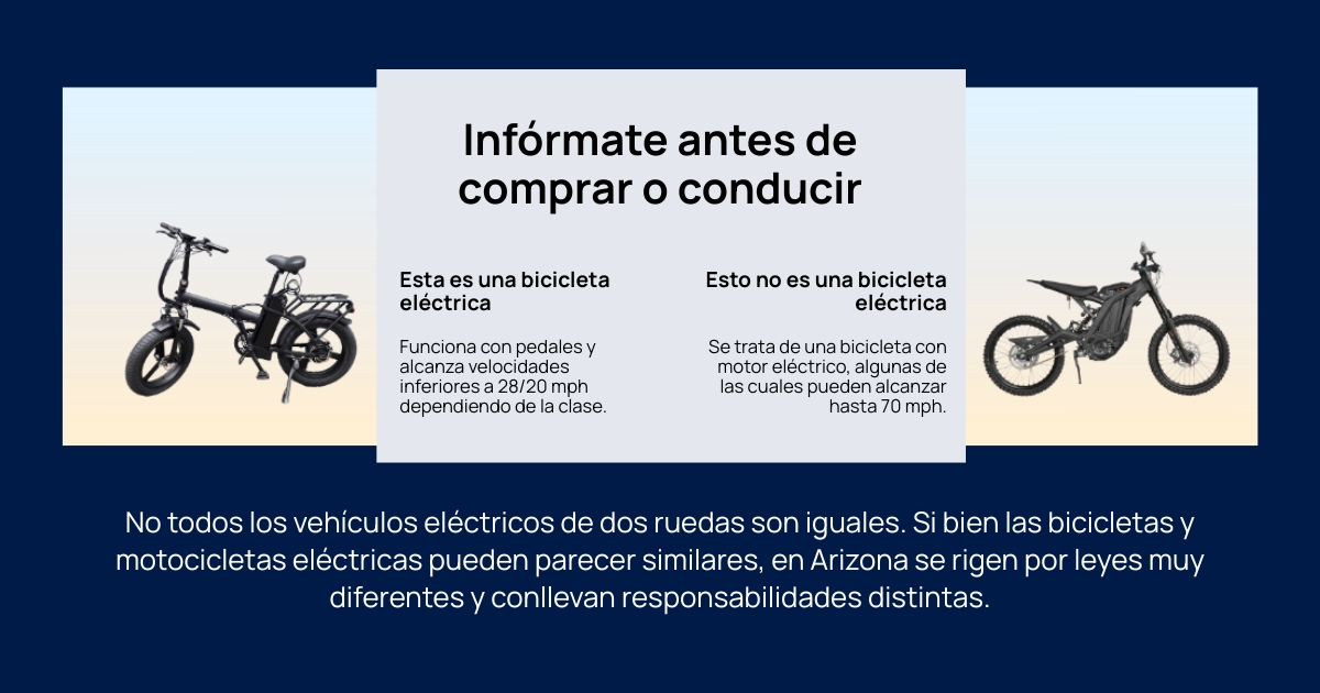 Antes de comprar o conducir una bicicleta eléctrica en Arizona