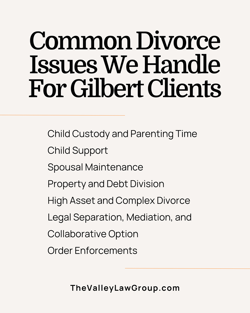 common divorce issues gilbert