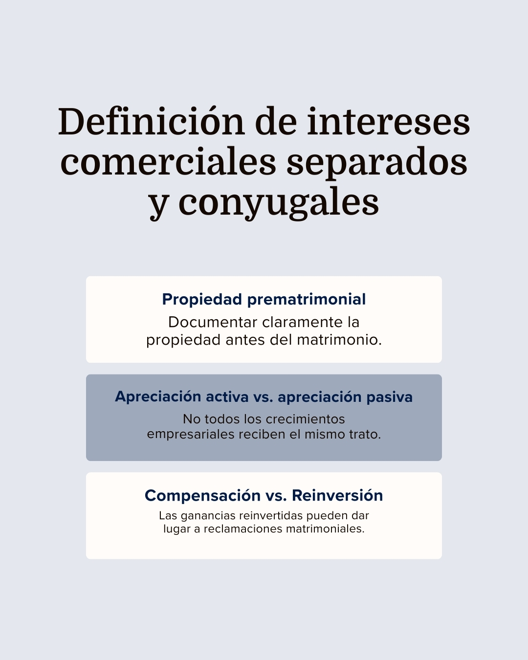 Definición de intereses comerciales separados frente a intereses comerciales matrimoniales
