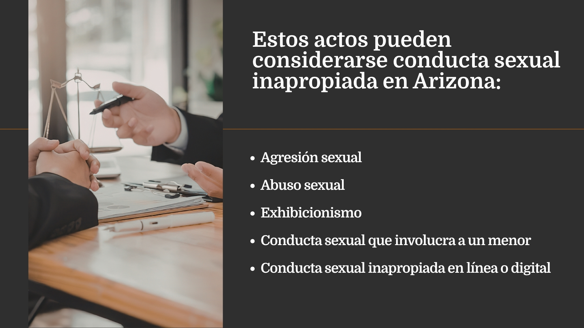 Actos habituales que pueden considerarse conducta sexual inapropiada en Arizona